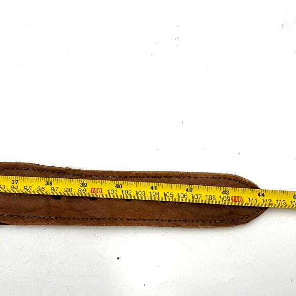 Handmade Leather Belt Woven Tribal Animal Motifs Green Tan - Picture 4 of 8